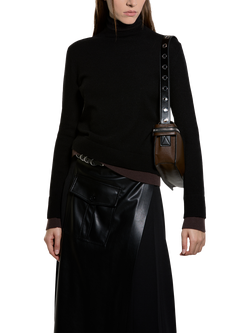 SISLEY High Neck Wool Rich Top, Black, Black