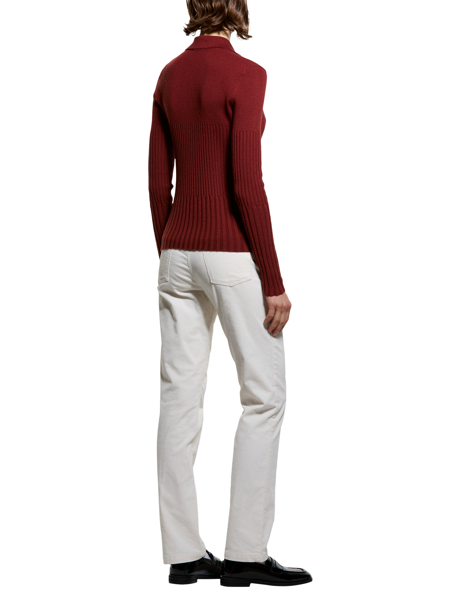 Product image 2 of 4, which shows SISLEY Long Sleeve Polo Shirt, Bordeaux, L