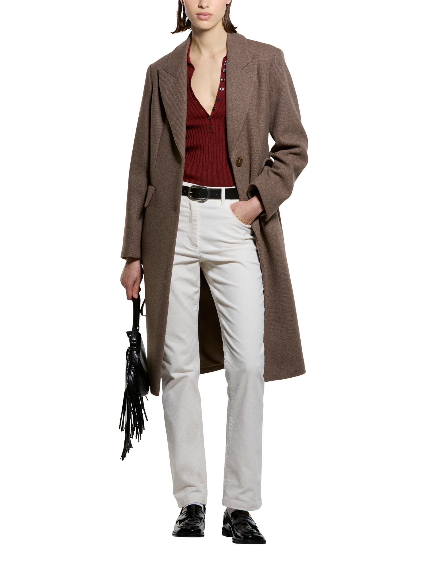 Product image 3 of 4, which shows SISLEY Long Sleeve Polo Shirt, Bordeaux, L