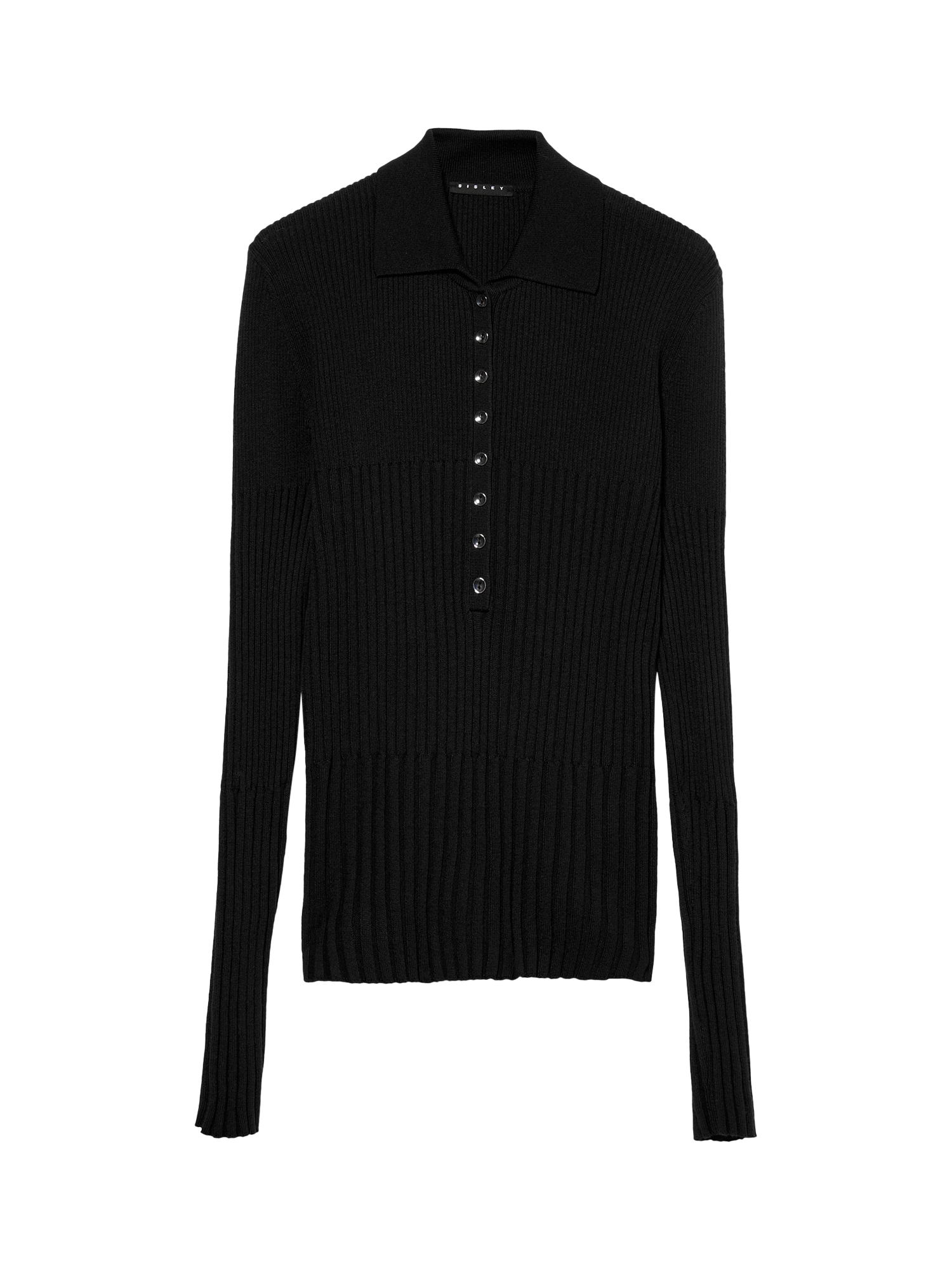 Product image 4 of 4, which shows SISLEY Long Sleeve Polo Shirt, Black, L