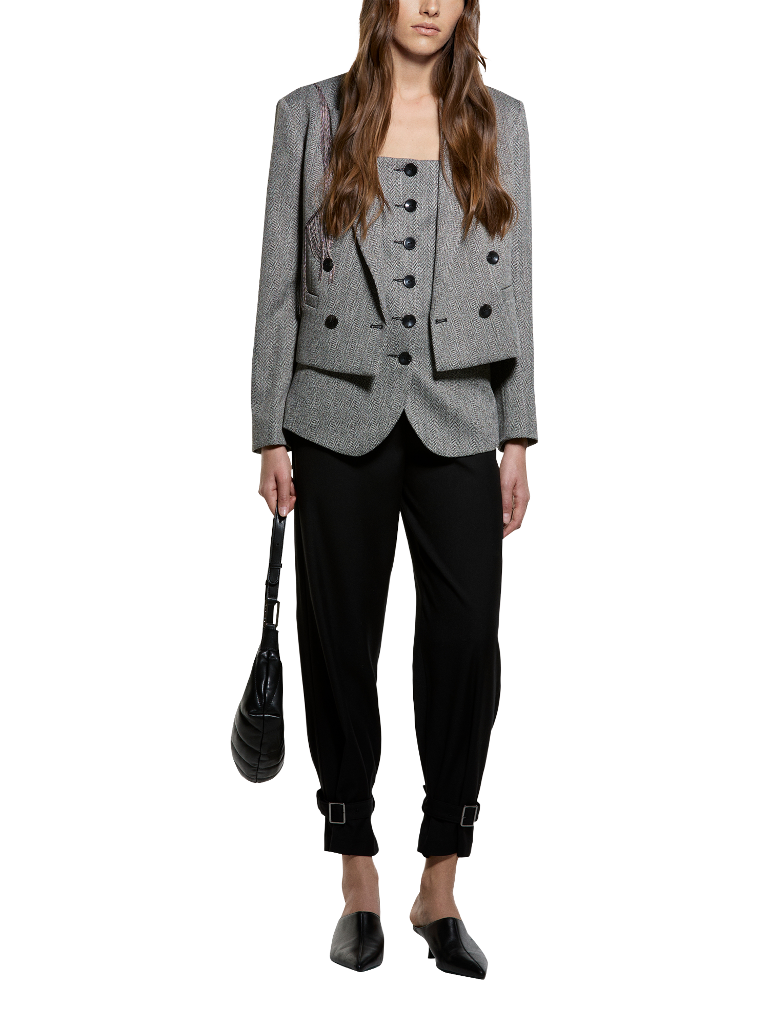 Product image 3 of 5, which shows SISLEY Sculpted Strapless Tailored Top, Grey, 8