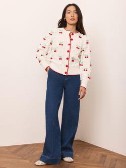 Mint Velvet Cherry Applique Knit Cardigan, White Ivory - view 2, White Ivory