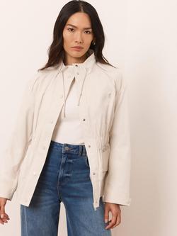 Mint Velvet Drawstring Cropped Jacket, Natural - view 2, Natural