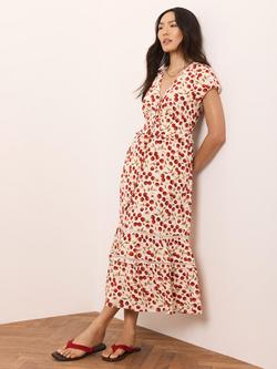 Mint Velvet Cherry Print Midi Dress, Red/Multi, Red/Multi