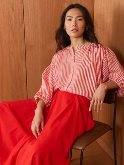 Mint Velvet Stripe Batwing Shirt, Red - view 2, Red