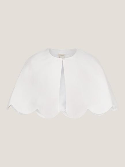 Monsoon Kids' Duchess Scallop Cape, Ivory - view 2, Ivory