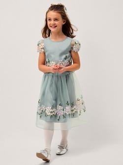Monsoon Kids' Floral Party Skirt, Sage, Sage