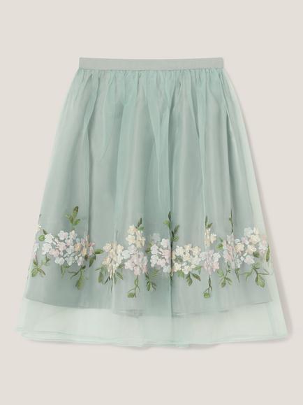 Monsoon Kids' Floral Party Skirt, Sage - view 2, Sage