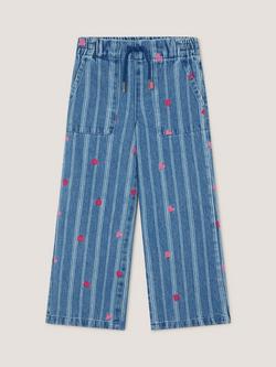 Monsoon Kids' Embroidered Heart Stripe Denim Jeans, Blue, Blue