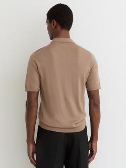 Reiss Duchie Wool Polo Shirt - view 2, Camel Brown