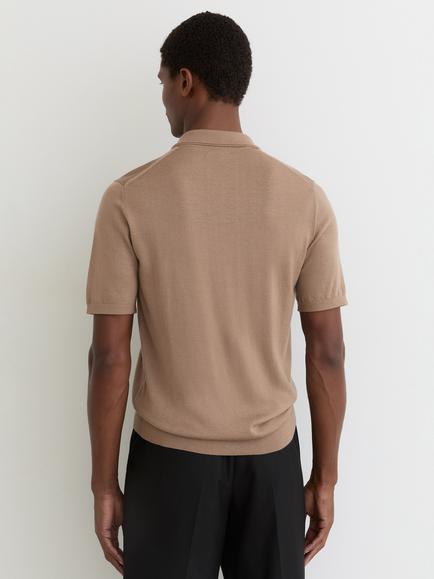Reiss Duchie Wool Polo Shirt - view 2, Camel Brown