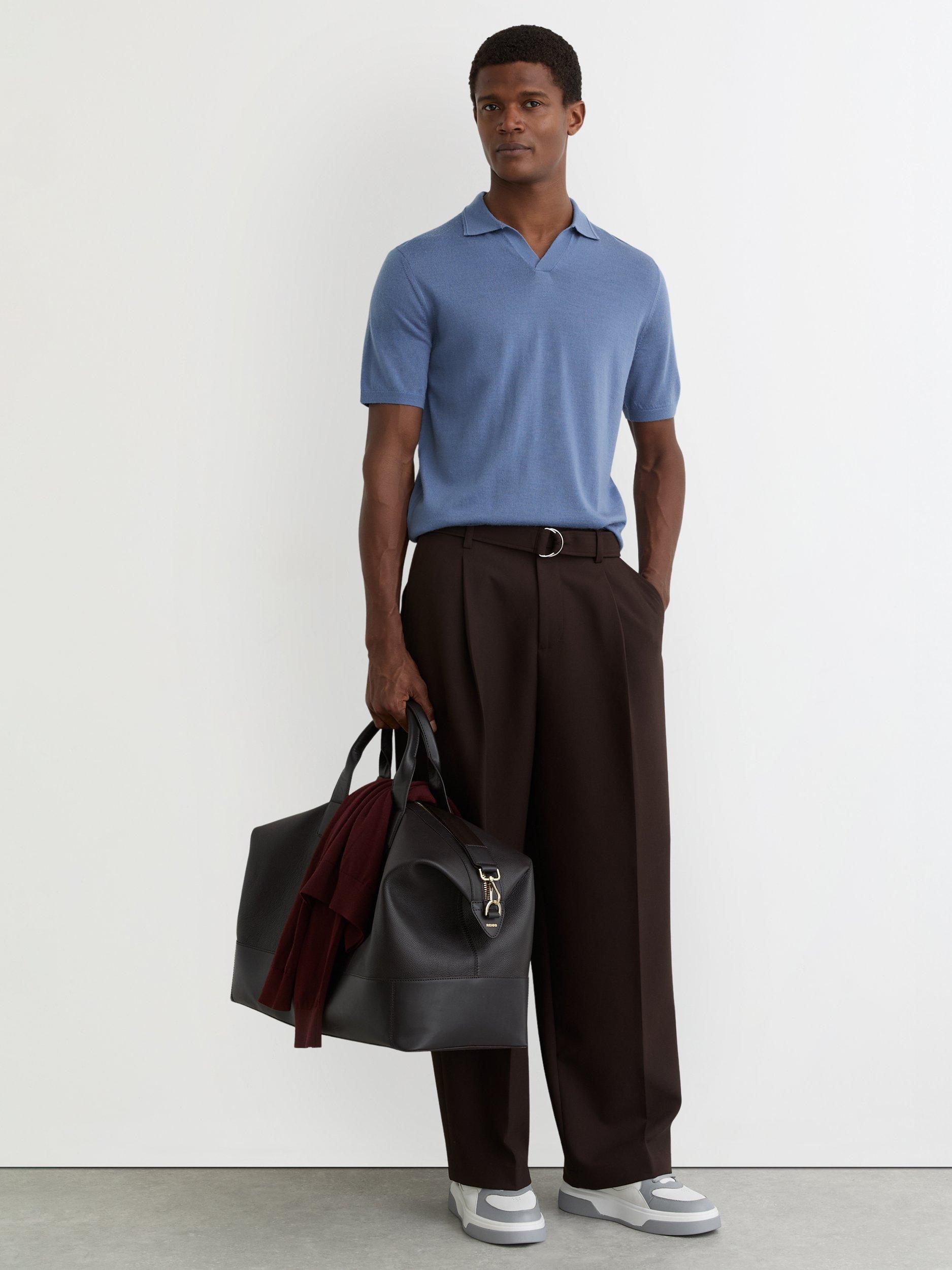 Product image 4 of 5, which shows Reiss Duchie Wool Polo Shirt, Nordic Blue, XS