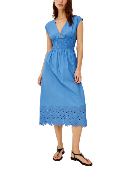 Rails Roxanne Seashell Embroidered Midi Dress, Blue, Blue