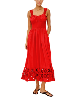 Rails Moira Cutwork Midi Dress, Red, Red