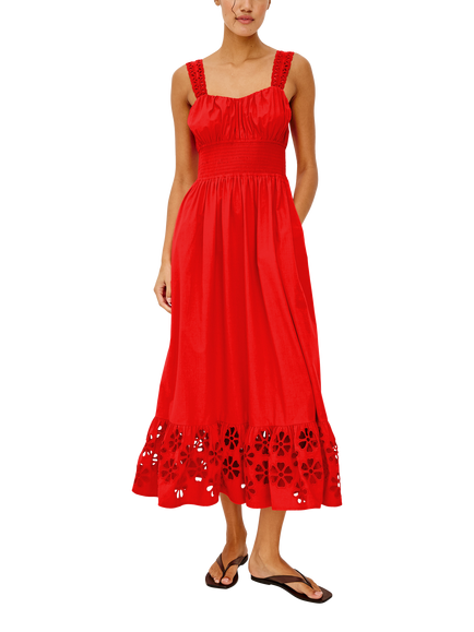 Rails Moira Cutwork Midi Dress, Red, Red