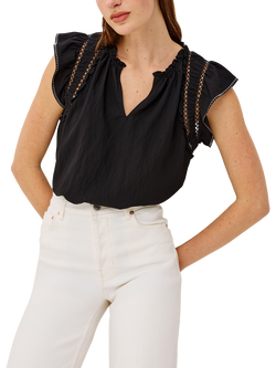 Rails Allea Poplin Ruffle Top, Black, Black