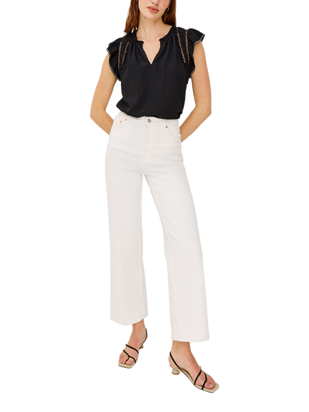 Rails Allea Poplin Ruffle Top, Black - view 2, Black
