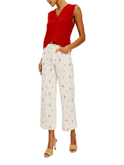 Rails Calypso Scallop Trim Knit Top, Scarlet - view 2, Scarlet