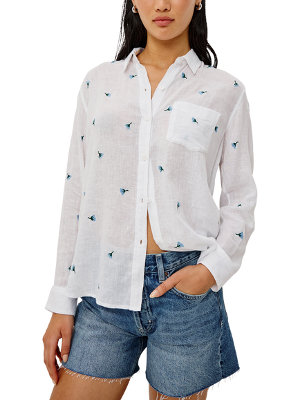 Rails Charli Bluebell Linen Rich Shirt, Bluebell Carnations, Bluebell Carnations