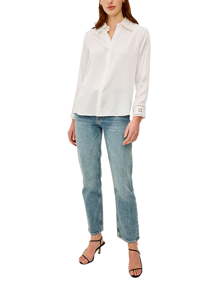 Rails Clarise Embroidered Pure Silk Shirt, White - view 2, White