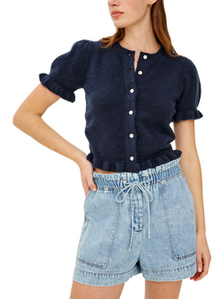 Rails Lora Ruffle Puff Sleeve Cardigan, Navy, Navy