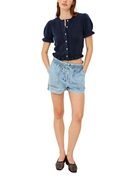 Rails Lora Ruffle Puff Sleeve Cardigan, Navy - view 2, Navy