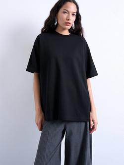 Topshop Interlock Oversized T-Shirt - view 2, Black