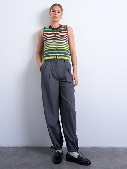 Topshop Stripe Knit Button Tank Top, Multi - view 2, Multi