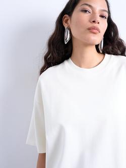 Topshop Interlock Oversized T-Shirt - view 2, White