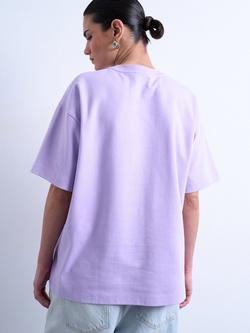 Topshop Interlock Oversized T-Shirt, Lilac - view 2, Lilac