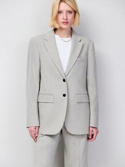 Ro&Zo Houndstooth Single Breasted Blazer, Natural, Natural