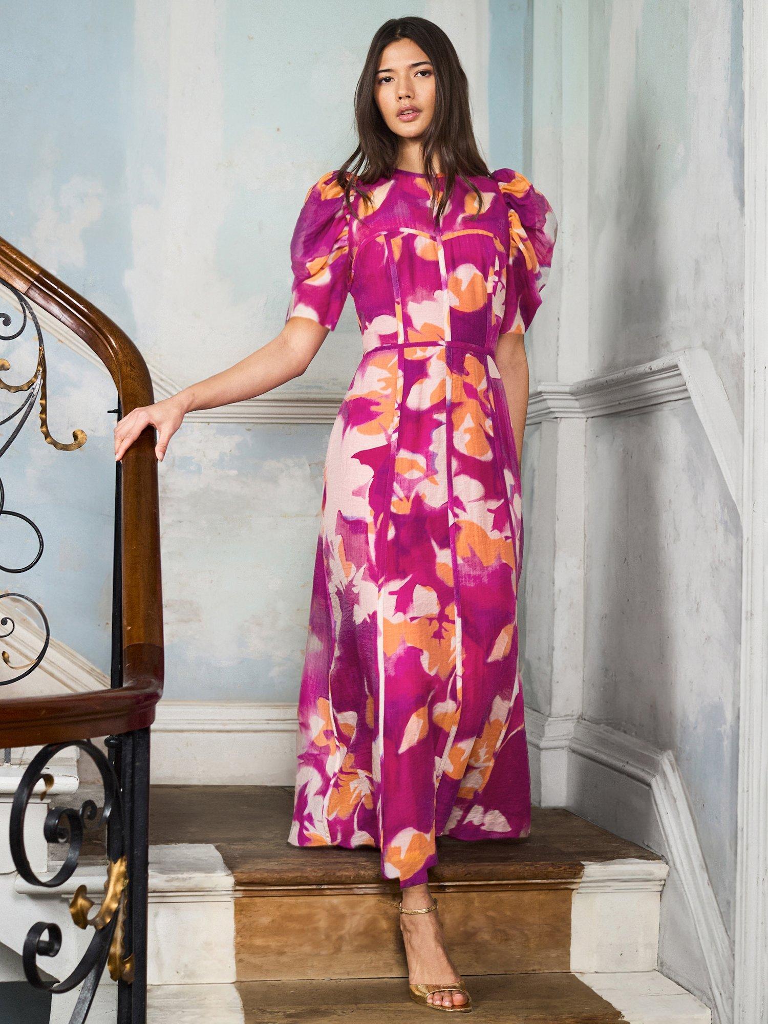 Ro&Zo Niamh Pintuck Floral Maxi Dress, Pink
