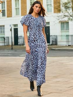 Ro&Zo Petite Animal Print Midaxi Dress, Blue, Blue
