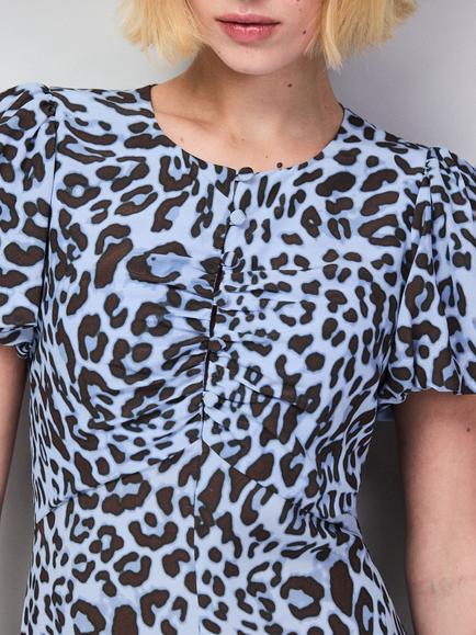 Ro&Zo Petite Animal Print Midaxi Dress, Blue - view 2, Blue