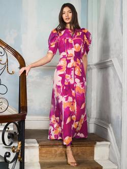 Ro&Zo Petite Pintuck Floral Maxi Dress, Pink - view 2, Pink