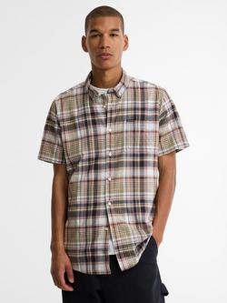 Barbour Baycliff Checked Tailored Short-Sleeved Shirt, Burnt Pepper, Burnt Pepper