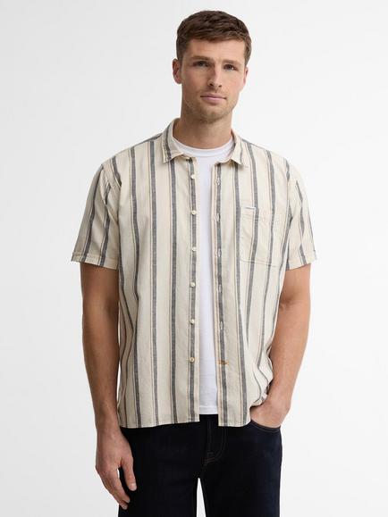 Barbour Barkend Striped Short-Sleeved Shirt, Whisper White, Whisper White