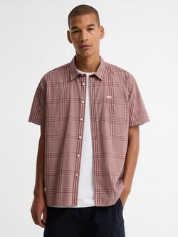 Barbour Carrock Checked Seersucker Short-Sleeved Shirt, Burnt Pepper, Burnt Pepper