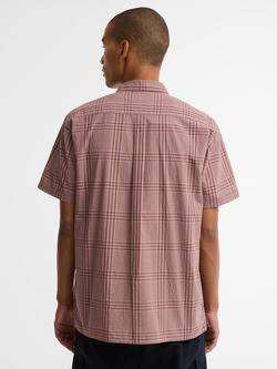 Barbour Carrock Checked Seersucker Short-Sleeved Shirt, Burnt Pepper - view 2, Burnt Pepper
