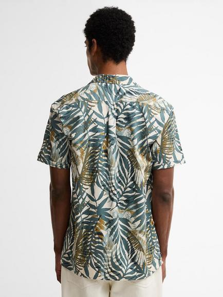 Barbour Gleaston Printed Short Sleeved Shirt, Vintage Teal - view 2, Vintage Teal