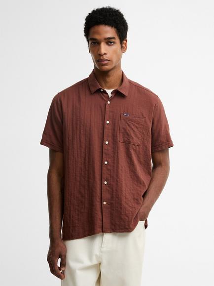 Barbour Kingswood Ripstop Short Sleeved Shirt, Burnt Pepper, Burnt Pepper