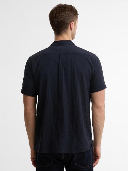Barbour Kingswood Ripstop Short Sleeved Shirt, Dark Navy - view 2, Dark Navy