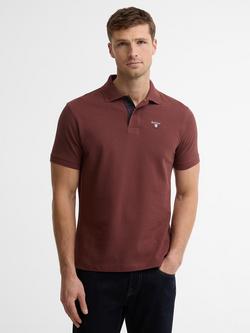 Barbour Tartan Trim Cotton Regular Fit Short Sleeve Polo Shirt, Burnt Pepper, Burnt Pepper