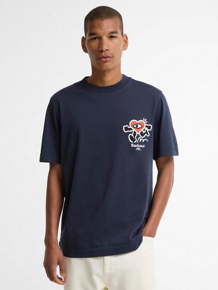 Barbour x Mul Camping Trip T-Shirt, Navy, Navy