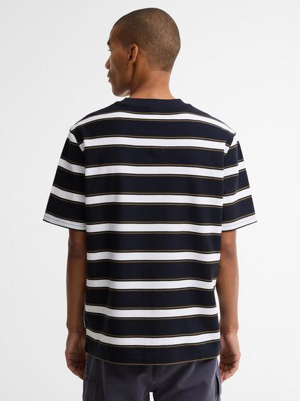 Barbour Browtop Striped Cotton T-Shirt, Dark Navy - view 2, Dark Navy