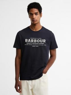 Barbour Moorside Cotton Regular Fit Short Sleeve Logo T-Shirt, Dark Navy, Dark Navy