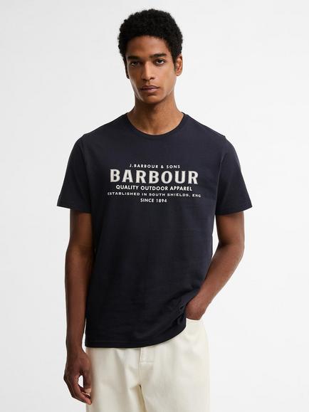 Barbour Moorside Cotton Regular Fit Short Sleeve Logo T-Shirt, Dark Navy, Dark Navy