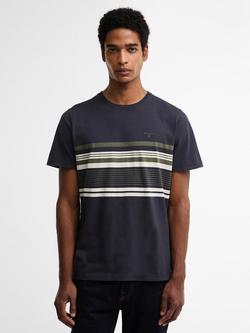 Barbour Teeside Cotton Regular Fit Short Sleeve Stripe T-Shirt, Dark Navy, Dark Navy