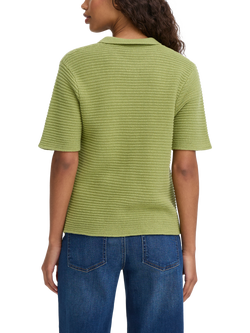 ICHI Demue Textured Short Sleeve Cardigan, Iguana - view 2, Iguana