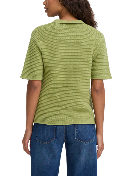 ICHI Demue Textured Short Sleeve Cardigan, Iguana - view 2, Iguana